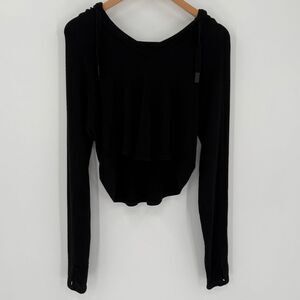 Splits59 Halfback Crop Hoodie Sweatshirt Black Modal Long‎ Sleeve Women Medium